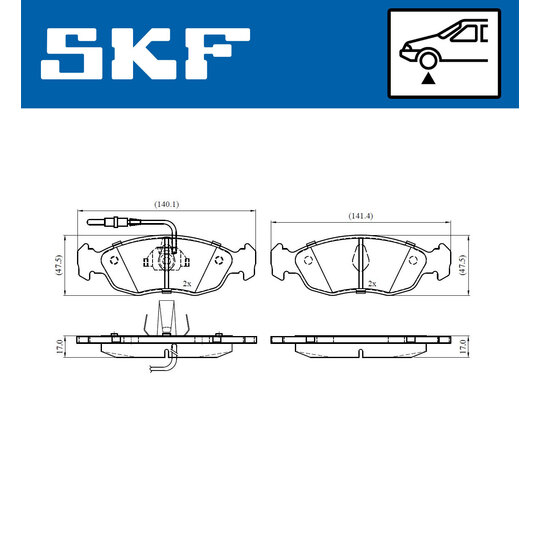 VKBP 80580 E - Piduriklotsi komplekt,ketaspidur 