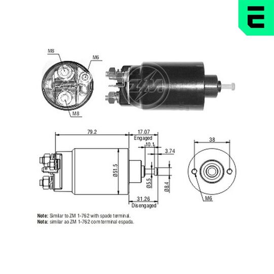 ZM8762 - Solenoid, startmotor 