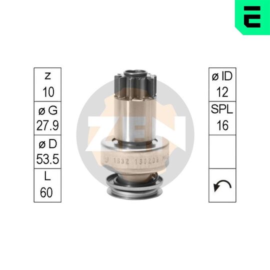 ZN1632 - Frihjulsväxel, startmotor 