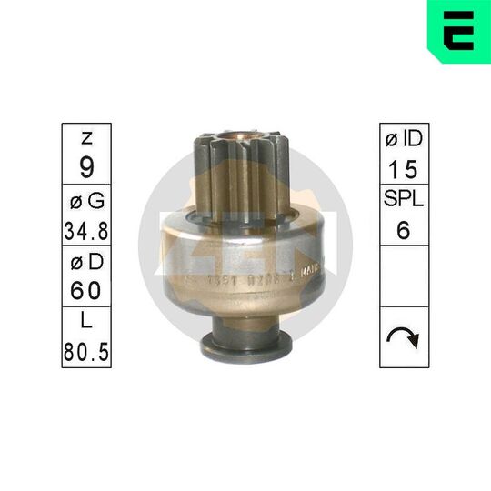 ZN1651 - Frihjulsväxel, startmotor 