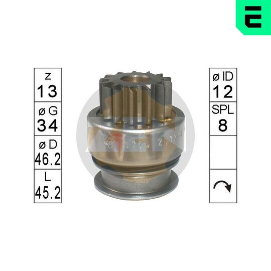 ZN1774 - Frihjulsväxel, startmotor 