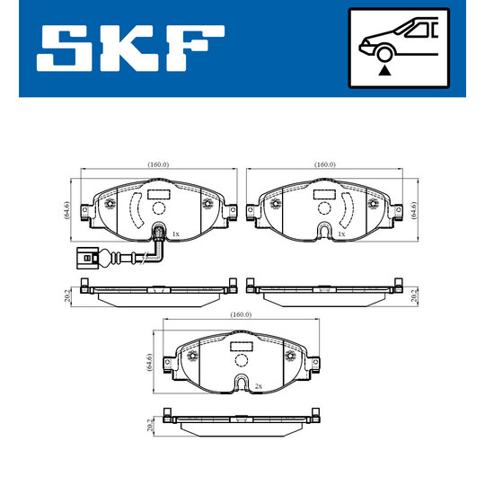 VKBP 80018 E - Piduriklotsi komplekt,ketaspidur 