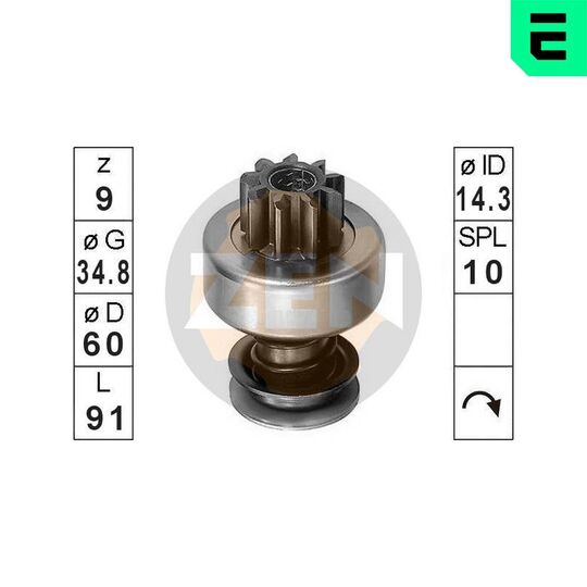 ZN0367 - Frihjulsväxel, startmotor 