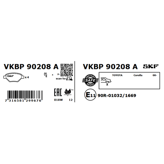 VKBP 90208 A - Piduriklotsi komplekt,ketaspidur 