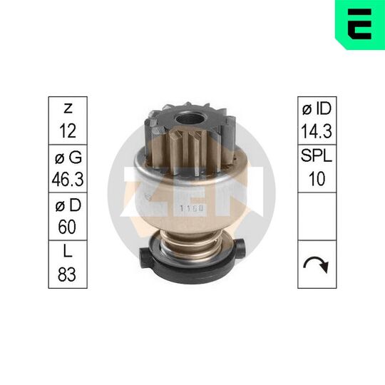 ZN1160 - Freewheel Gear, starter 