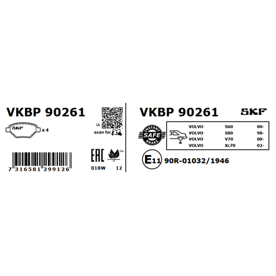 VKBP 90261 - Brake Pad Set, disc brake 