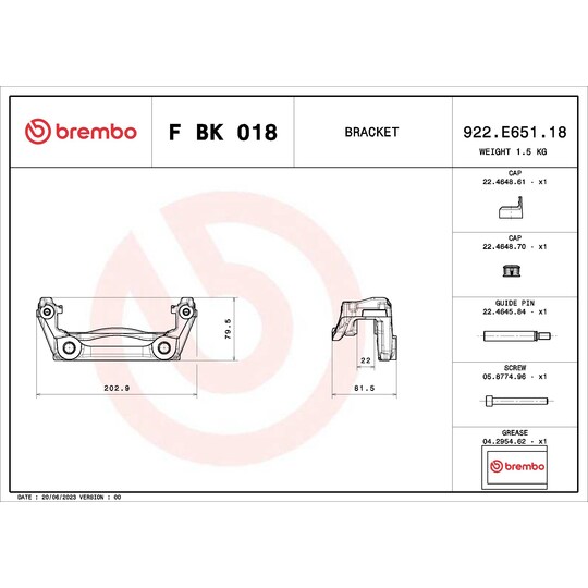 F BK 018 - Brake Caliper Bracket Set 
