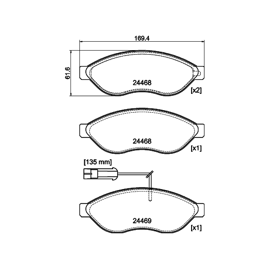 MDB3521 - Brake Pad Set, disc brake 