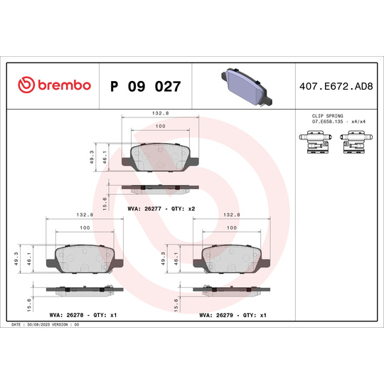 P 09 027 - Brake Pad Set, disc brake 