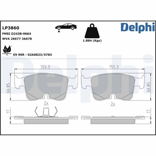 LP3860 - Brake Pad Set, disc brake 