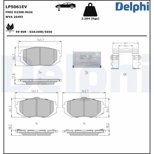 LP5061EV - Piduriklotsi komplekt, ketaspidur 