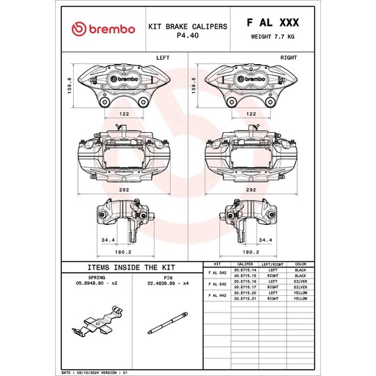 F AL E42 - Brake Caliper Axle Kit 