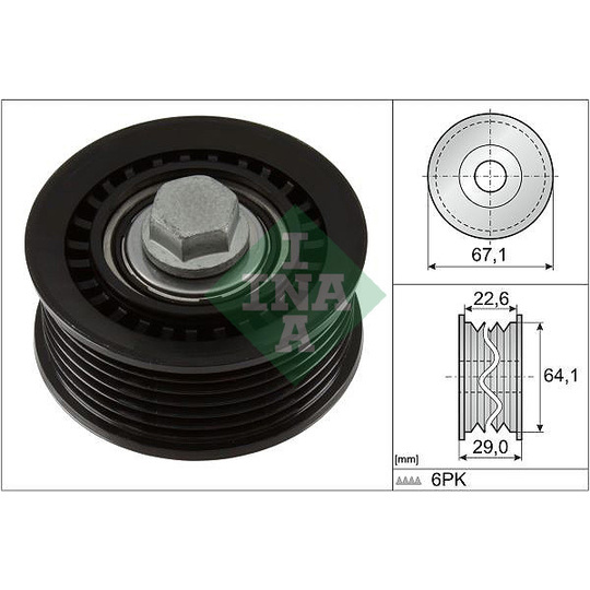 532 1076 10 - Deflection/Guide Pulley, v-ribbed belt 