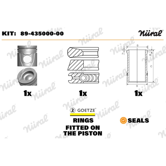 89-435000-00 - Rep. sats, kolv/cylinderfoder 