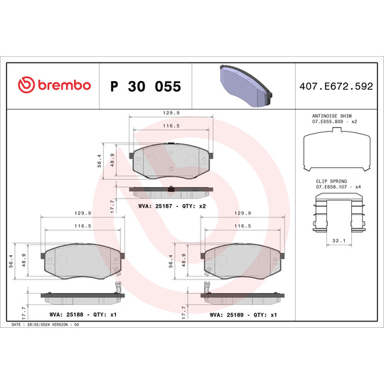 P 30 055X - Brake Pad Set, disc brake 