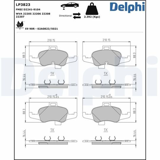 LP3823 - Brake Pad Set, disc brake 