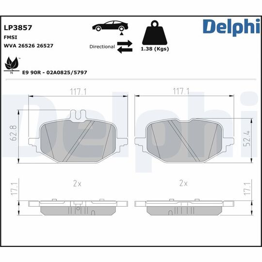 LP3857 - Brake Pad Set, disc brake 