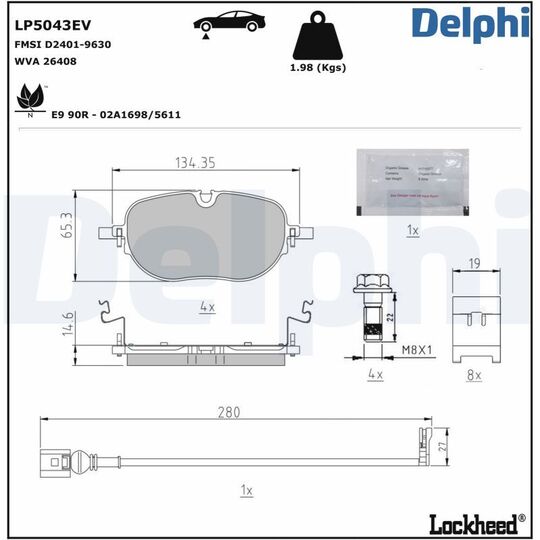 LP5043EV - Piduriklotsi komplekt, ketaspidur 