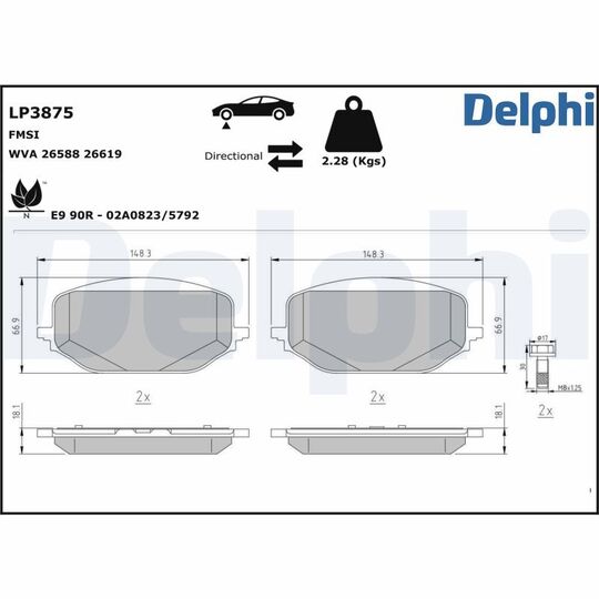 LP3875 - Brake Pad Set, disc brake 