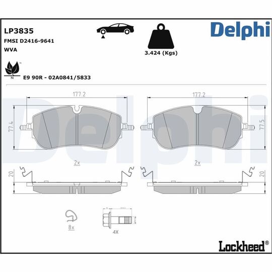 LP3835 - Brake Pad Set, disc brake 