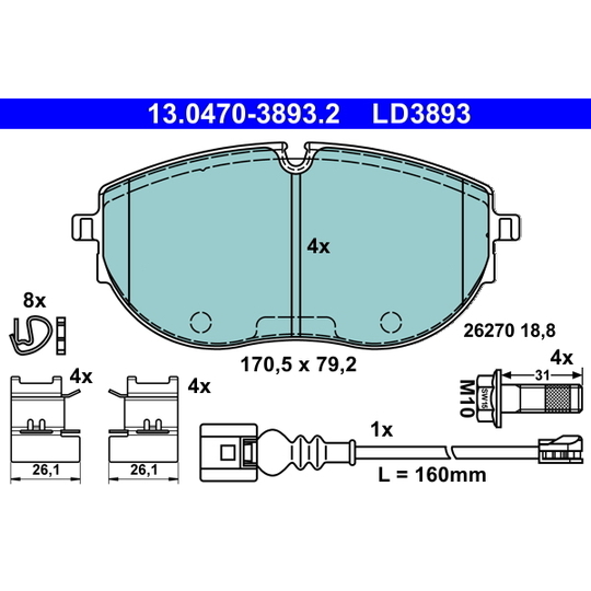 13.0470-3893.2 - Brake Pad Set, disc brake 