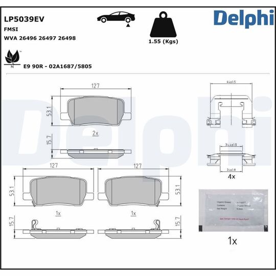 LP5039EV - Piduriklotsi komplekt, ketaspidur 