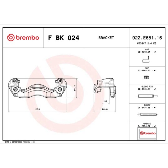 F BK 024 - Brake Caliper Bracket Set 