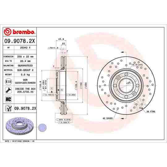 09.9078.2X - Brake Disc 