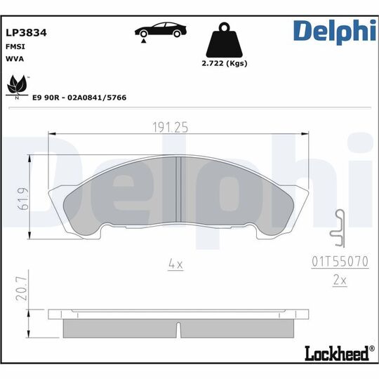 LP3834 - Piduriklotsi komplekt, ketaspidur 