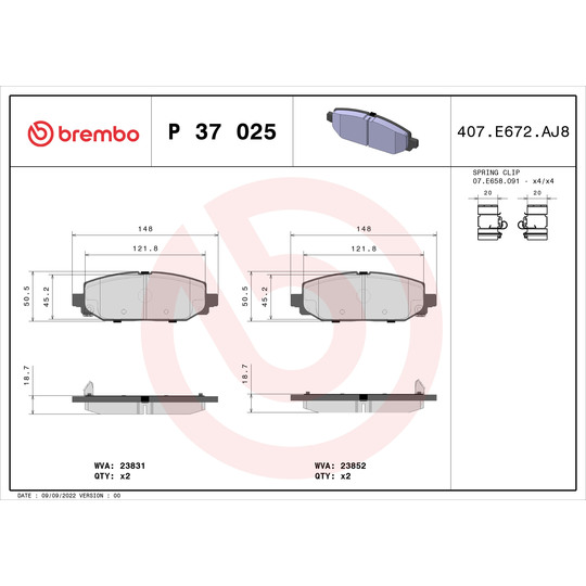 P 37 025 - Brake Pad Set, disc brake 