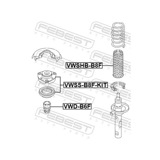 VWSS-B8F-KIT - Suspension Strut Support Mount 