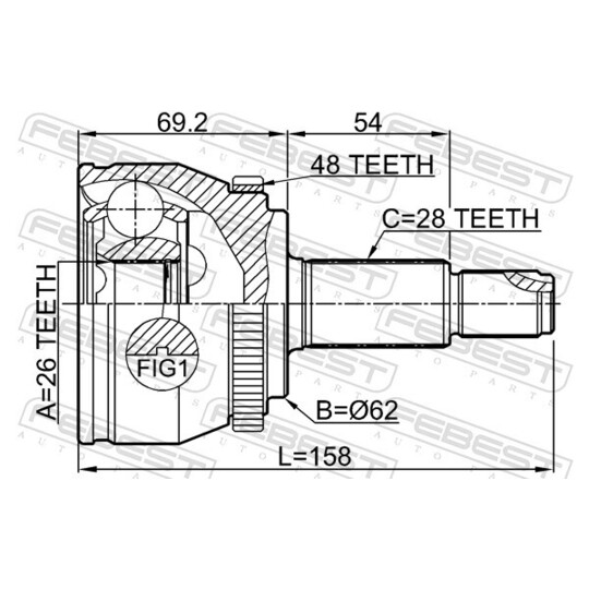 3510-NL32WDA48 - Joint Kit, drive shaft 