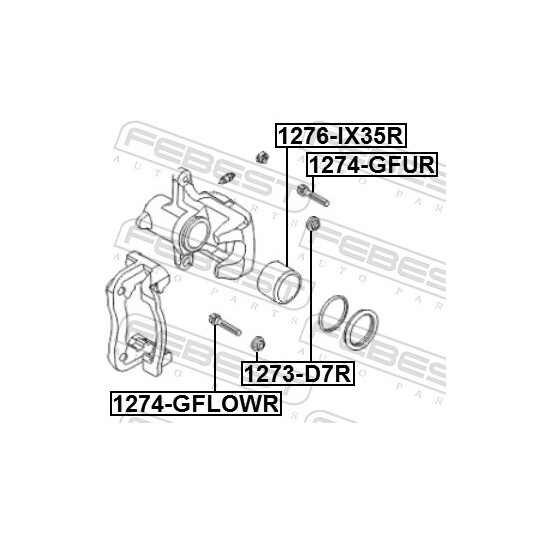 1273-D7R - Bellow, brake caliper guide 