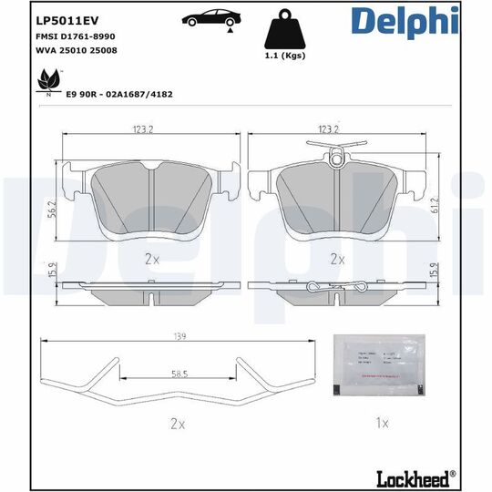 LP5011EV - Piduriklotsi komplekt, ketaspidur 