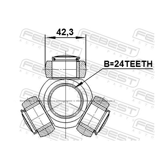 1216-IX35 - Trepunktsnav, drivaxel 