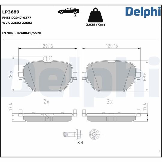 LP3689 - Brake Pad Set, disc brake 