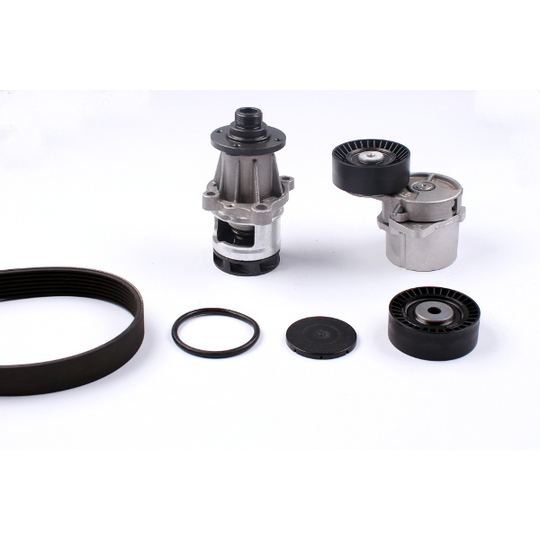 PK04700 - Water Pump + V-Ribbed Belt Set 