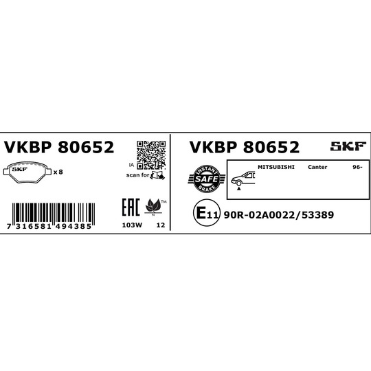 VKBP 80652 - Brake Pad Set, disc brake 