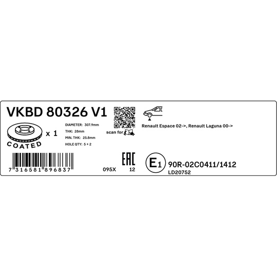 VKBD 80326 V1 - Brake Disc 