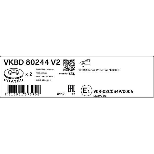 VKBD 80244 V2 - Brake Disc 