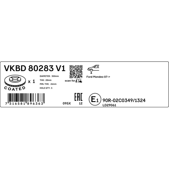 VKBD 80283 V1 - Brake Disc 