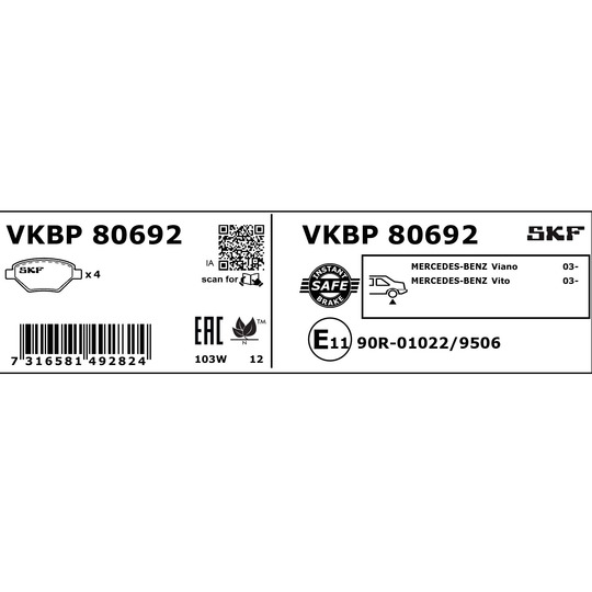 VKBP 80692 - Brake Pad Set, disc brake 