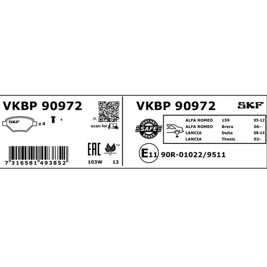 VKBP 90972 - Brake Pad Set, disc brake 