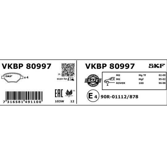 VKBP 80997 - Piduriklotsi komplekt,ketaspidur 