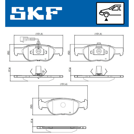 VKBP 80777 E - Piduriklotsi komplekt,ketaspidur 