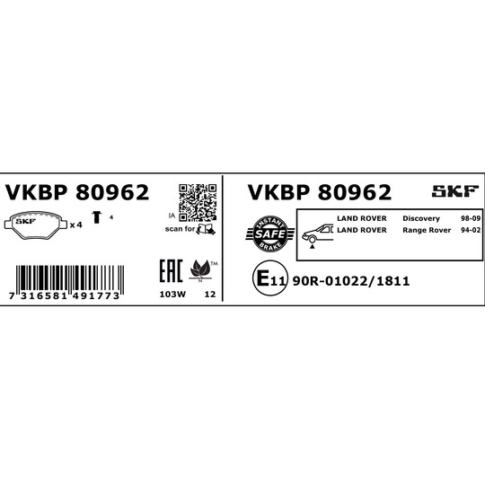 VKBP 80962 - Piduriklotsi komplekt,ketaspidur 