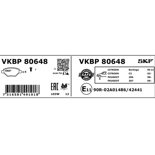 VKBP 80648 - Brake Pad Set, disc brake 