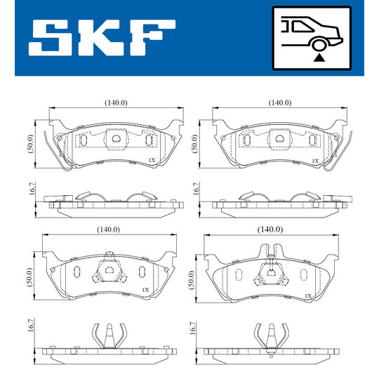 VKBP 91077 E - Piduriklotsi komplekt,ketaspidur 