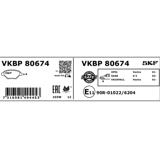 VKBP 80674 - Piduriklotsi komplekt,ketaspidur 