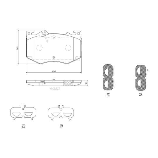 P 50 166 - Brake Pad Set, disc brake 